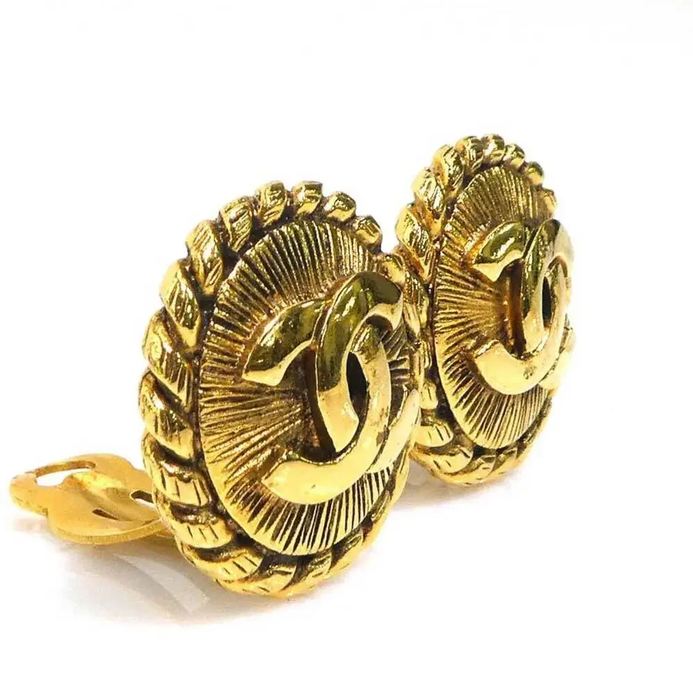 Chanel Cc Logo Clip-On Earrings Gold- #256843C56B